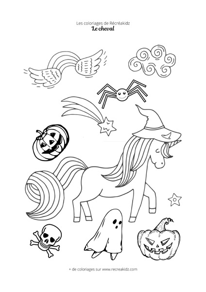Coloriage cheval Halloween