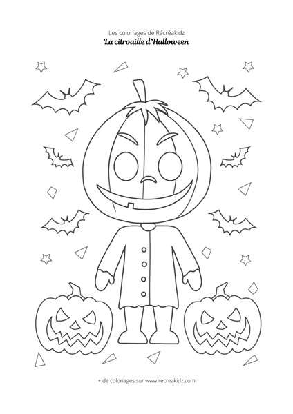 Coloriage citrouille d'Halloween drôle