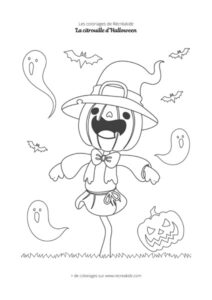 Coloriage épouvantail citrouille d'Halloween