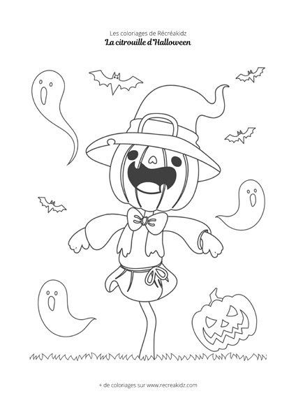 Coloriage épouvantail citrouille d'Halloween