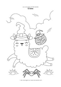 Coloriage lama Halloween