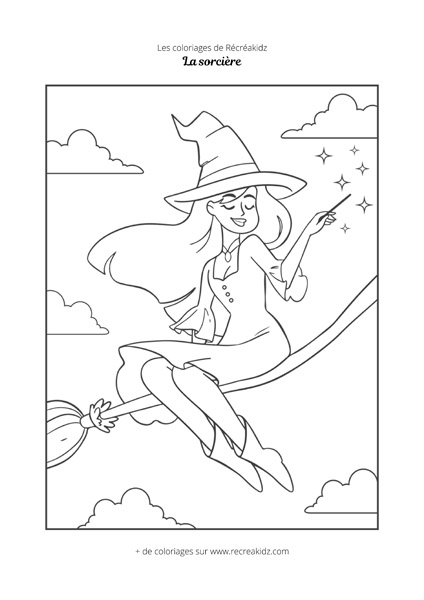 Coloriage sorcière élégante