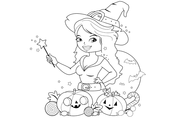 Coloriage sorcière Halloween à imprimer