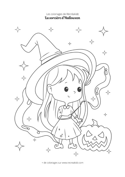 Coloriage sorcière Halloween CP