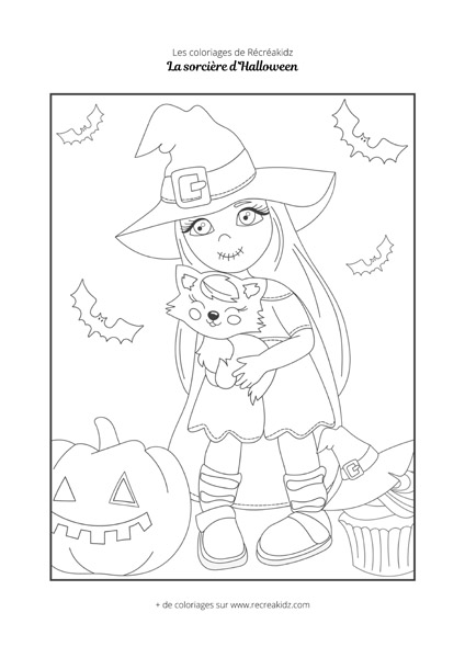 Coloriage sorcière Halloween facile