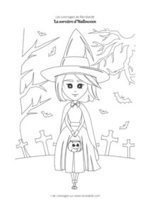 Coloriage sorcière Halloween maternelle