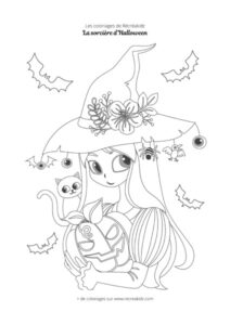 Coloriage sorcière Halloween mignonne