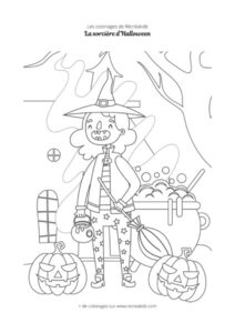 Coloriage sorcière Halloween rigolo