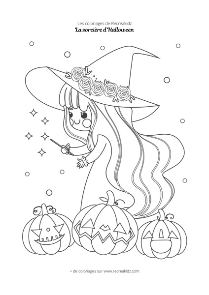 Coloriage sorcière Halloween simple