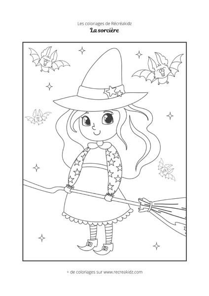 Coloriage sorcière mignonne