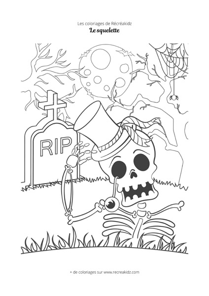 Coloriage squelette Halloween