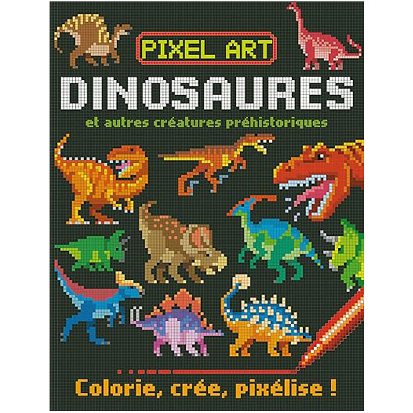 Livre coloriage dinosaure pixel art colorier crée pixelise