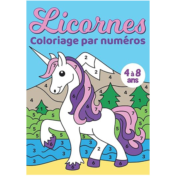 Livre coloriage licorne avec numéros 5 ans