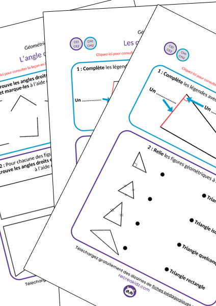 Fiche exercices de géométrie CE1 - CE2 à imprimer en pdf