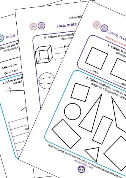Fiche exercices géométrie CP à imprimer en pdf