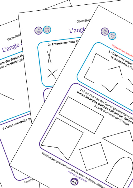 Fiche exercices l'angle droit CE1 - CE2 - CM1 - CM2