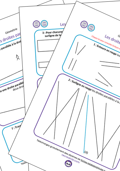 Fiche exercices les droites parallèles CE1 - CE2 - CM1 - CM2