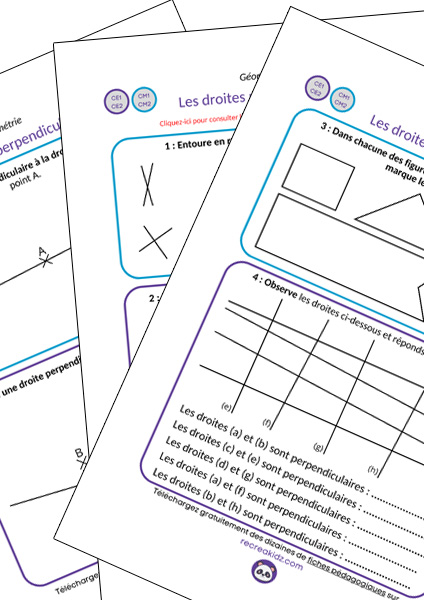 Fiche exercices les droites perpendiculaires CE1 - CE2 - CM1 - CM2