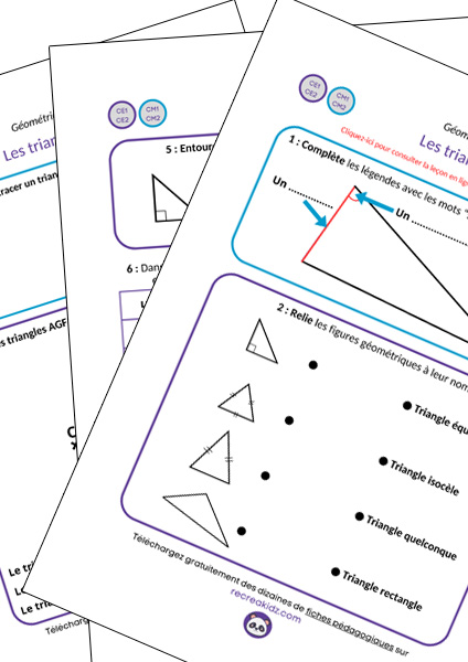 Fiche exercices les triangles CE1 - CE2 - CM1 - CM2 à imprimer en pdf